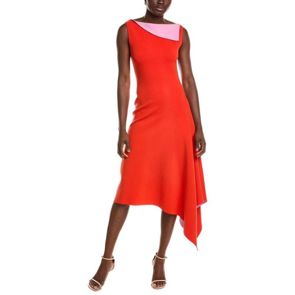 Oscar De La Renta Womens Two Tone Knit Dress, Pink